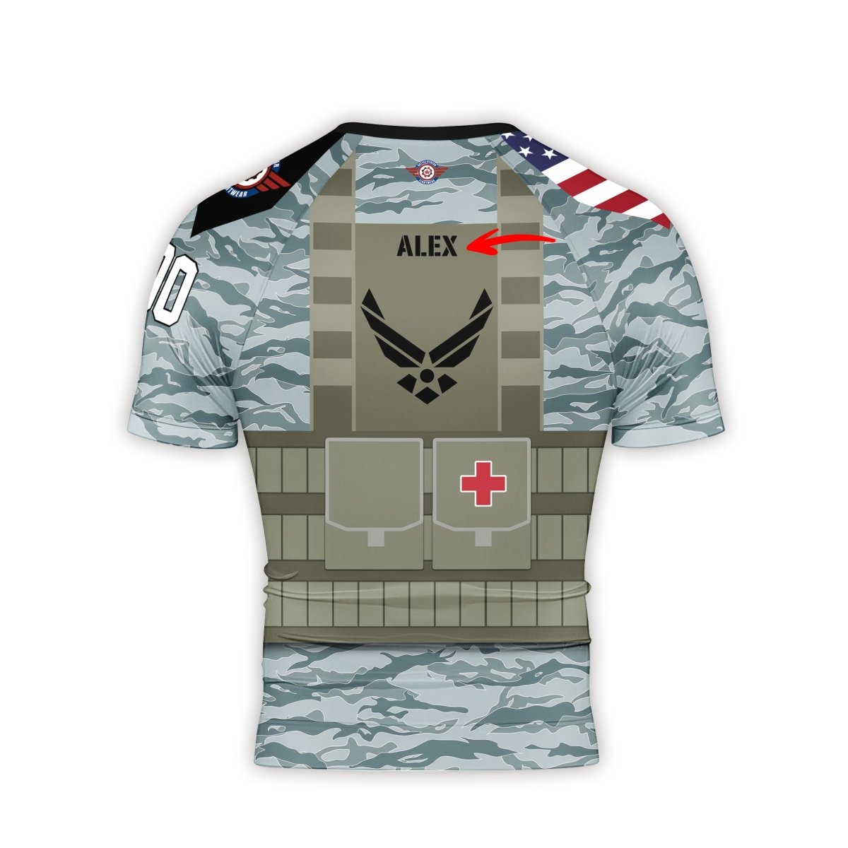 Personalized USA Air Force Veteran Military Men's Short Sleeve Rash Guard - BattleFitGear