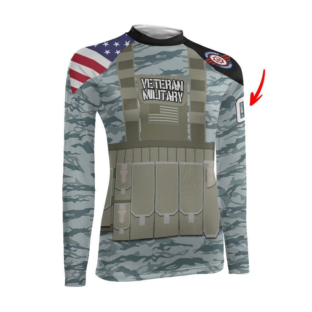 Personalized USA Air Force Veteran Military Women's Long Sleeve Rash Guard - BattleFitGear