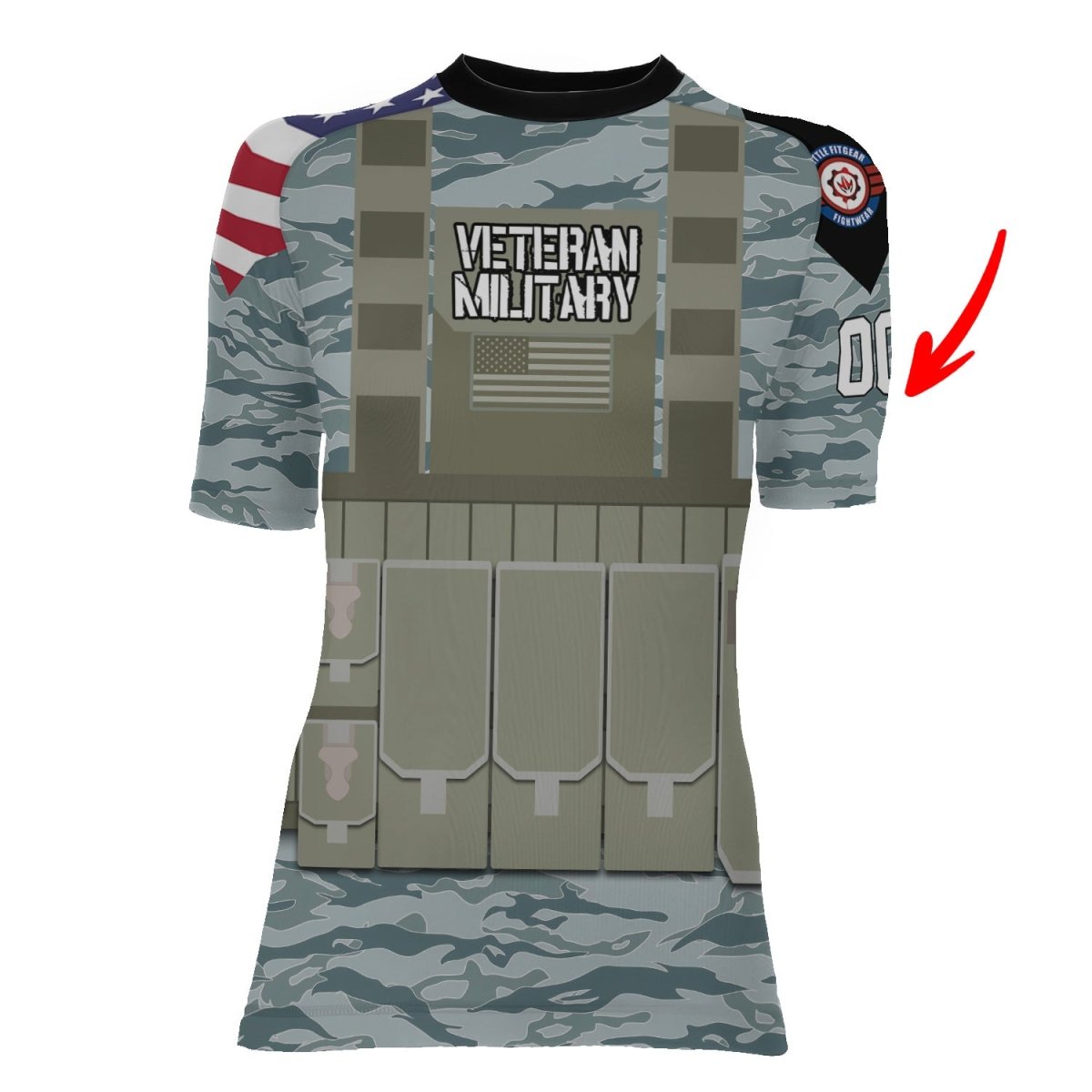 Personalized USA Air Force Veteran Military Women's Short Sleeve Rash Guard - BattleFitGear