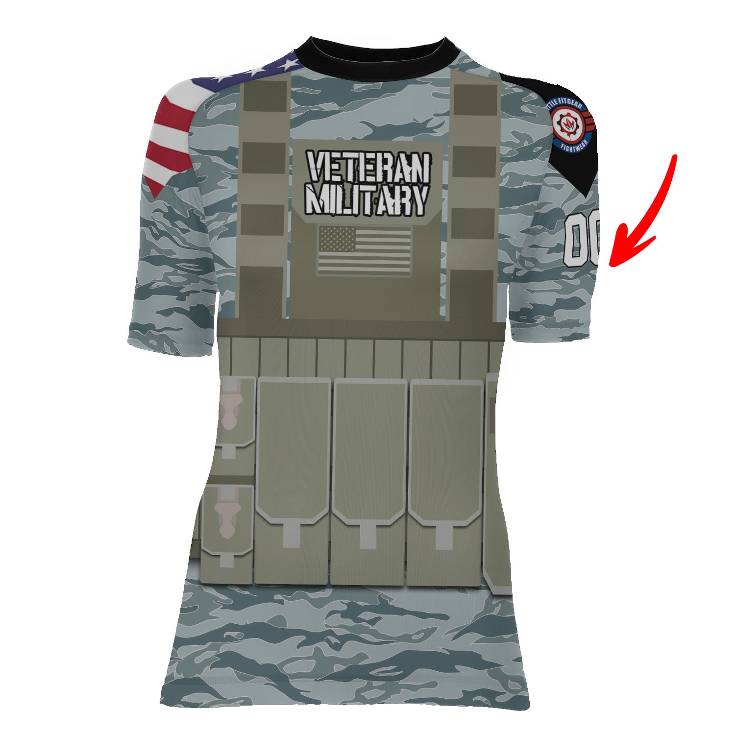 Personalized USA Air Force Veteran Military Women's Short Sleeve Rash Guard