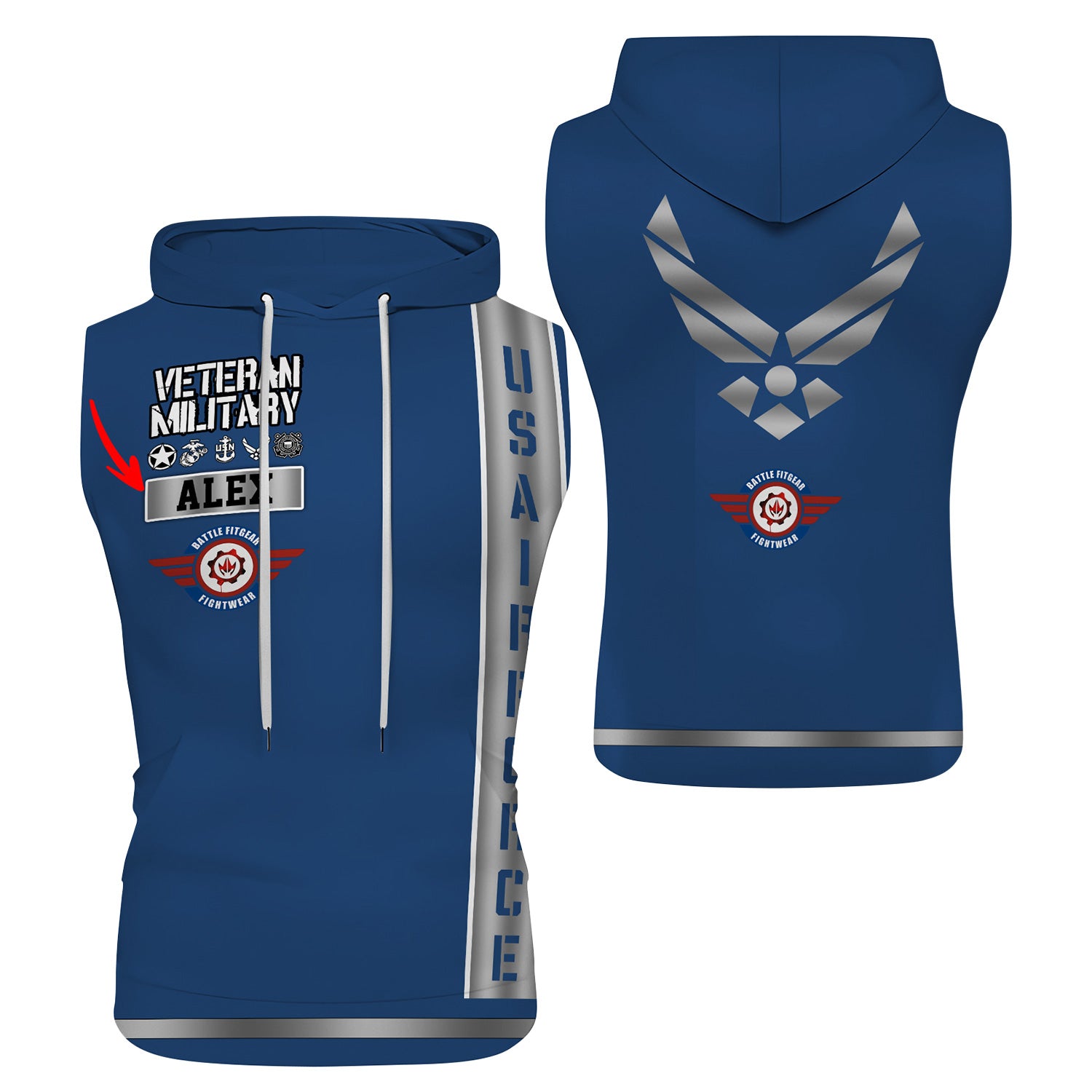 Personalized USA Air Force Veteran Pullover & Zip Hoodie