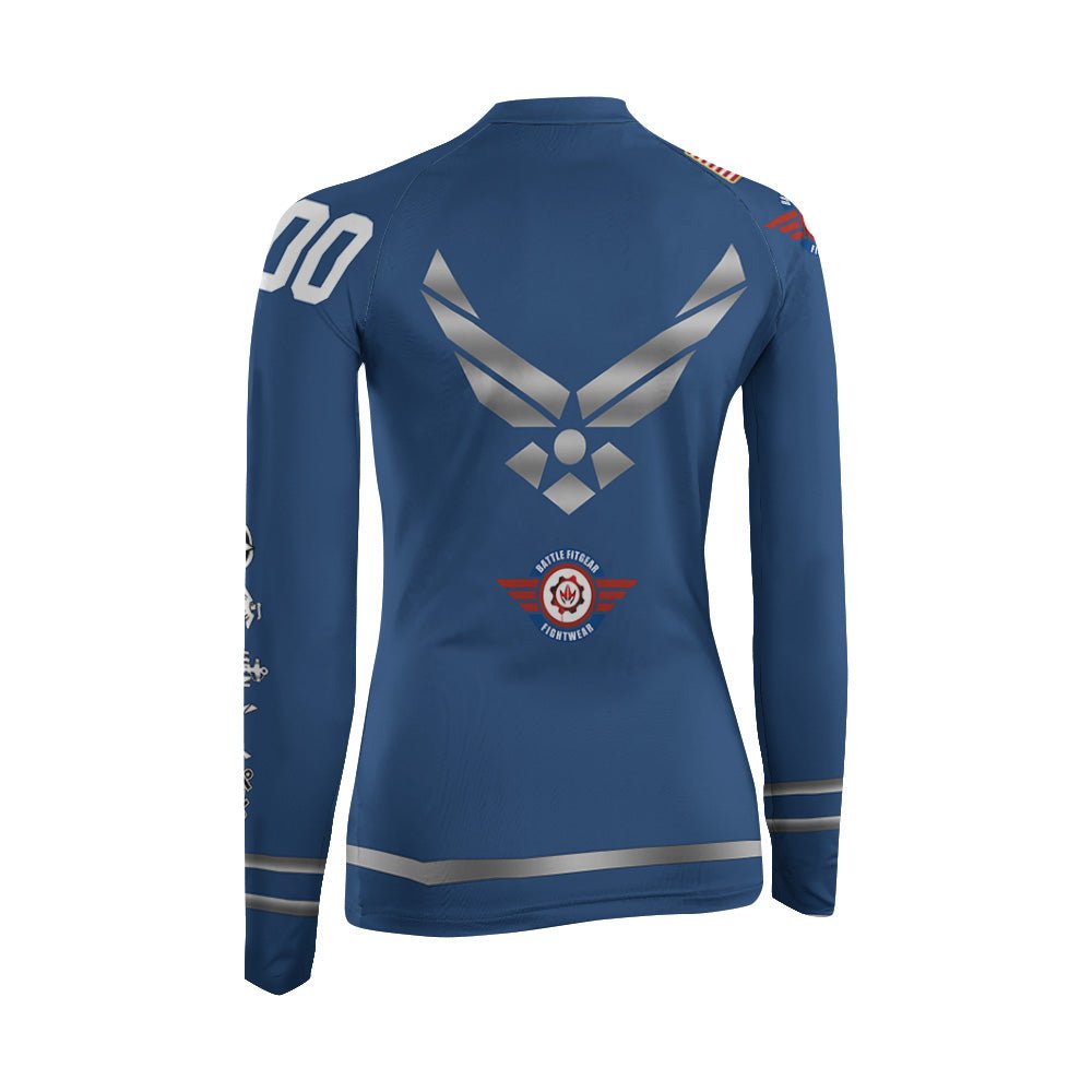 Personalized USA Air Force Veteran Women's Long Sleeve Rash Guard - BattleFitGear