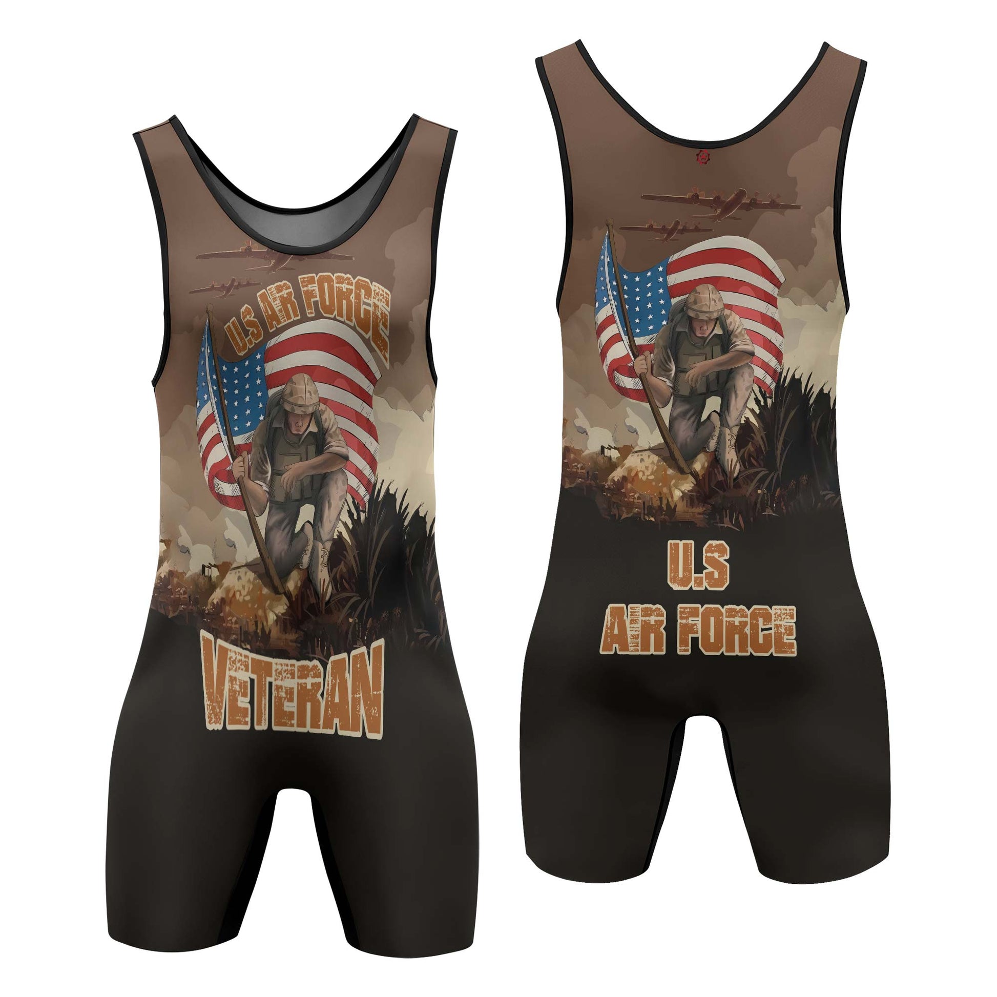 Personalized USA Air Force Veteran Wrestling Singlets