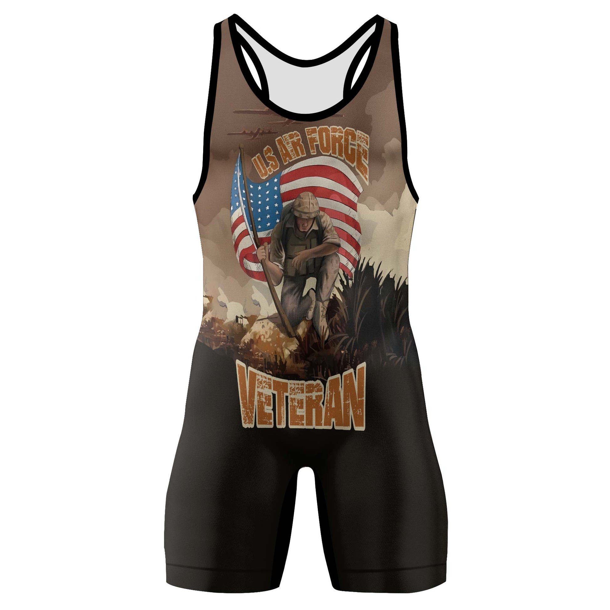 Personalized USA Air Force Veteran Wrestling Singlets
