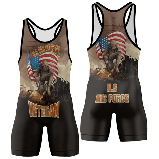 Personalized USA Air Force Veteran Wrestling Singlets