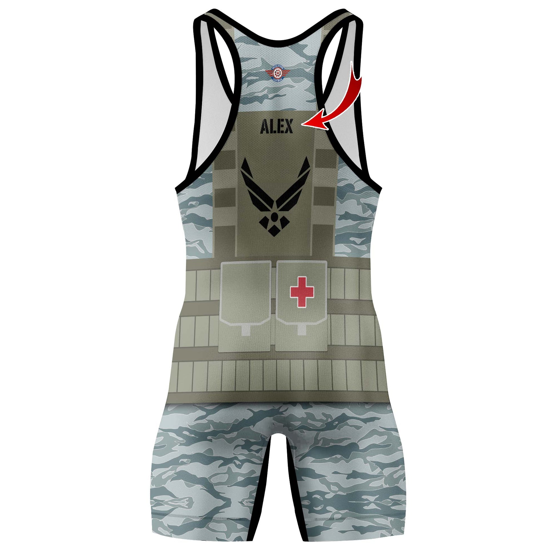 Personalized USA Air Force Veteran Wrestling Singlets