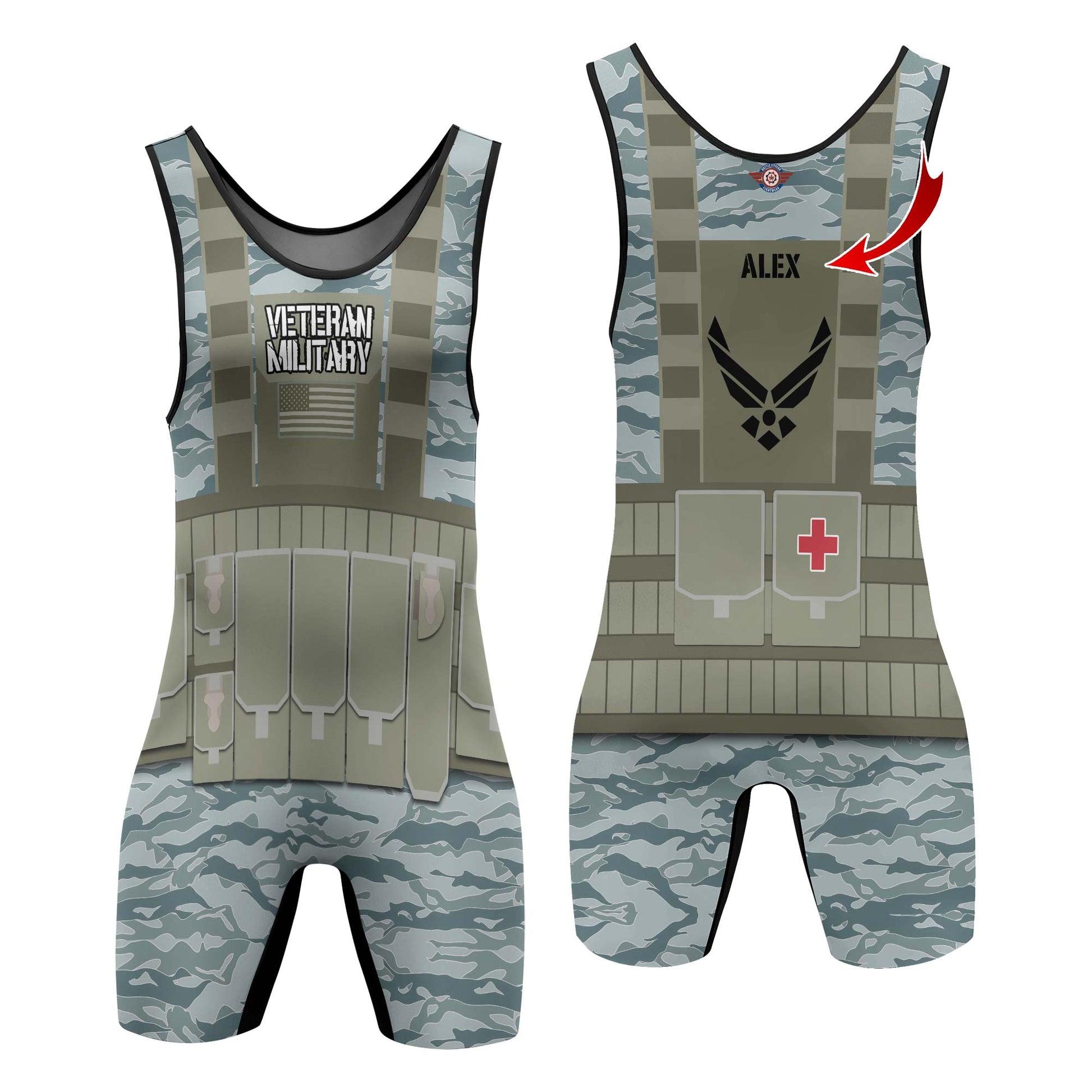 Personalized USA Air Force Veteran Wrestling Singlets