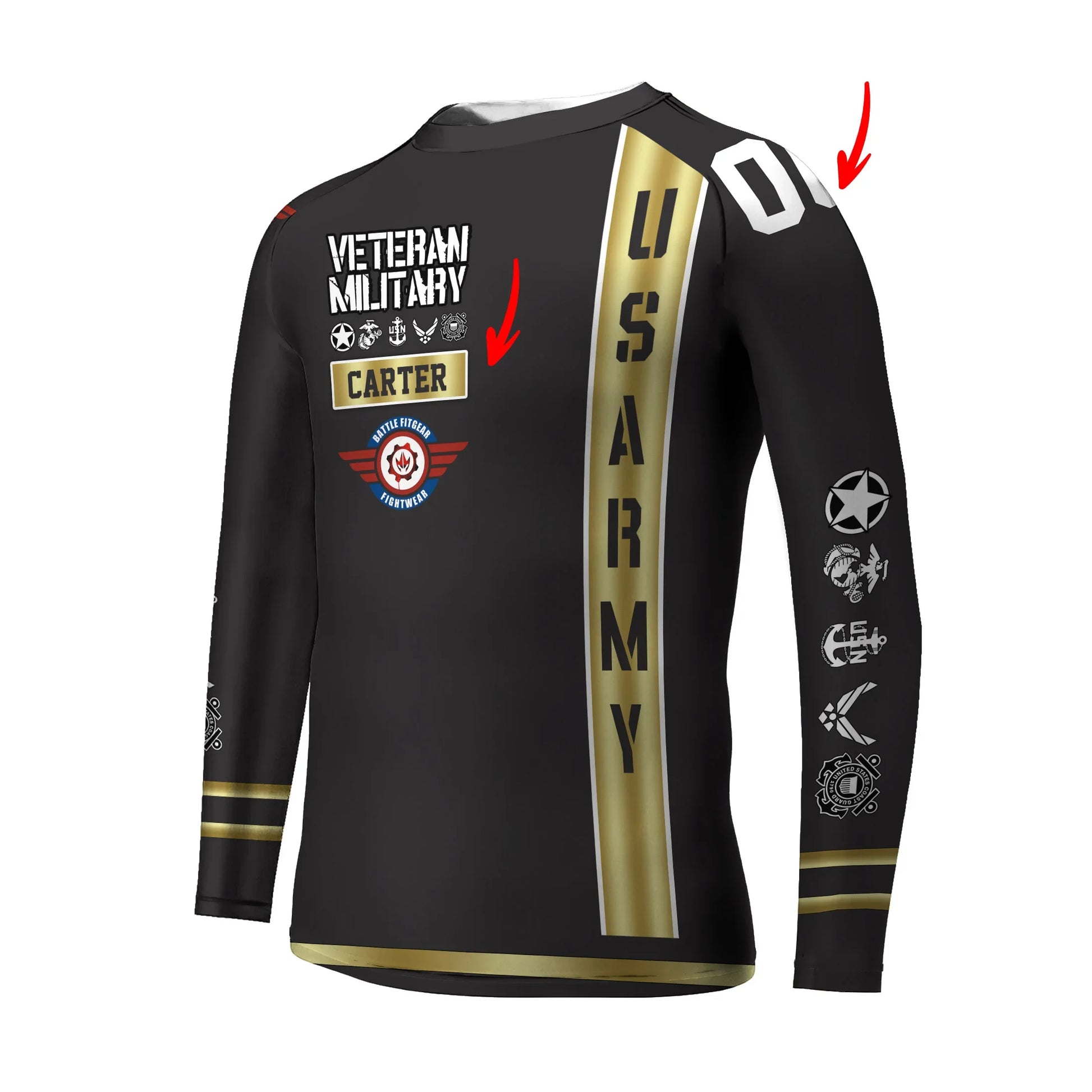 Personalized USA Army Veteran Kids Rash Guard