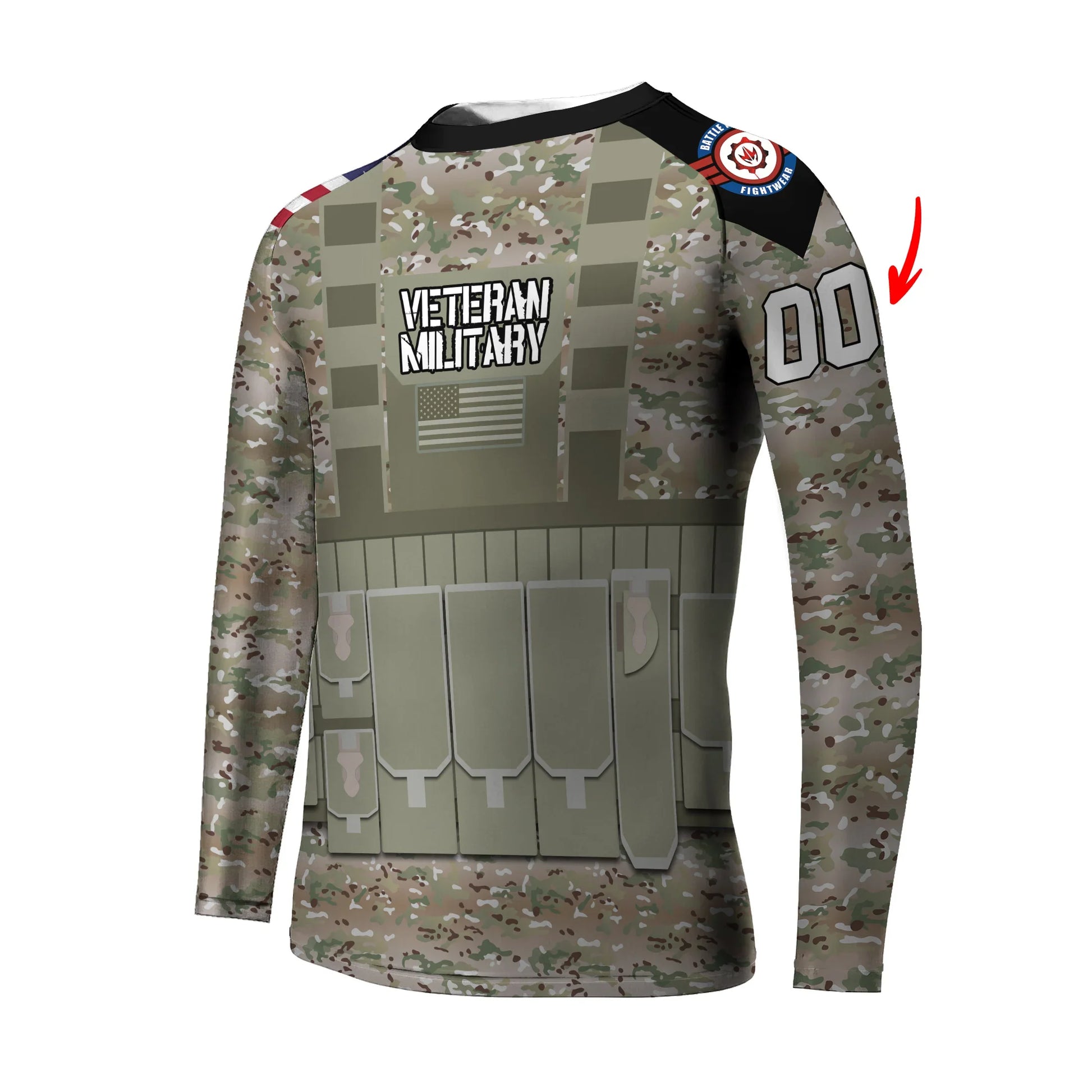 Personalized USA Army Veteran Kids Rash Guard
