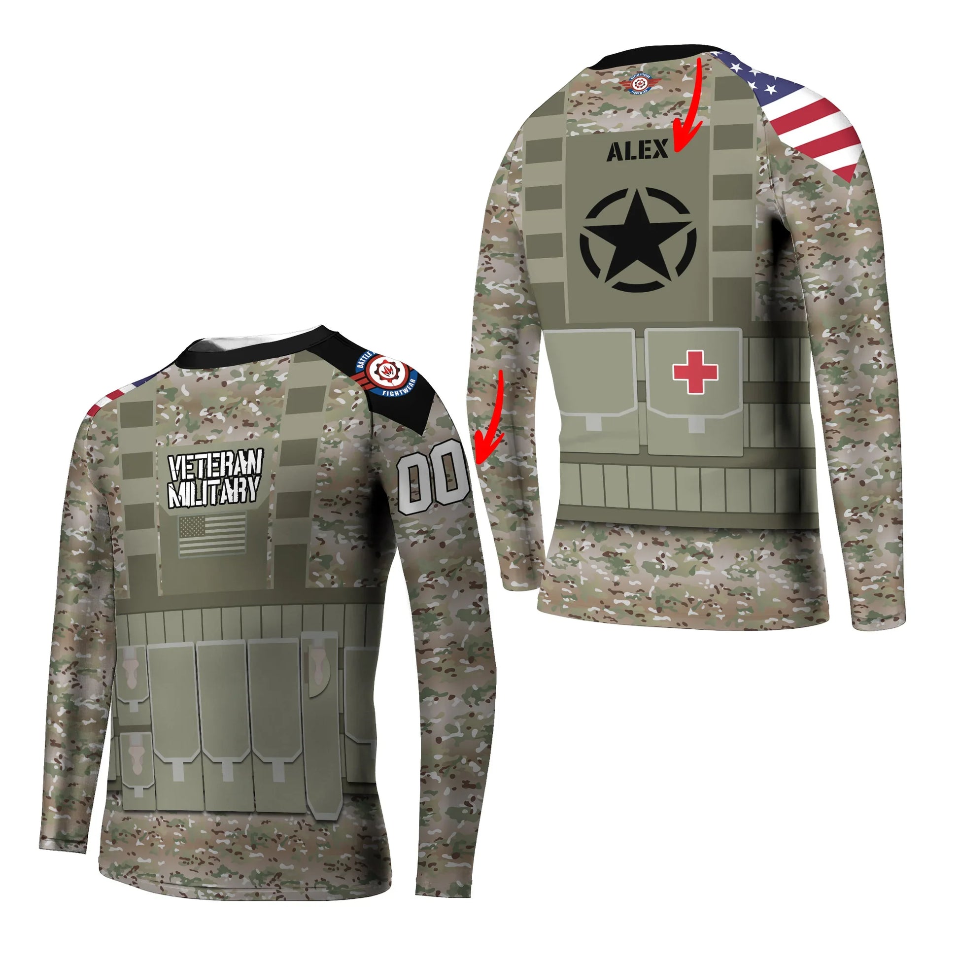 Personalized USA Army Veteran Kids Rash Guard