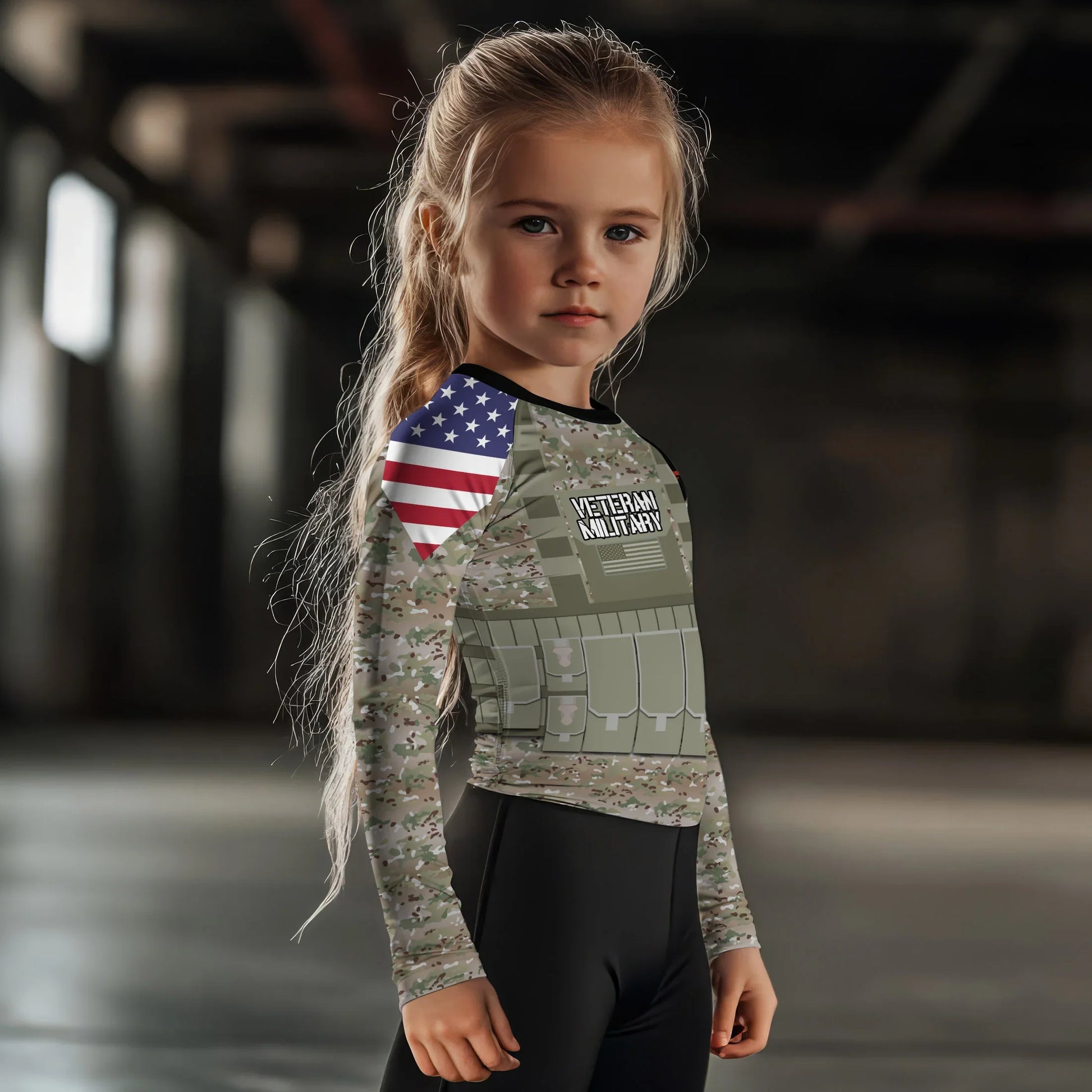 Personalized USA Army Veteran Kids Rash Guard