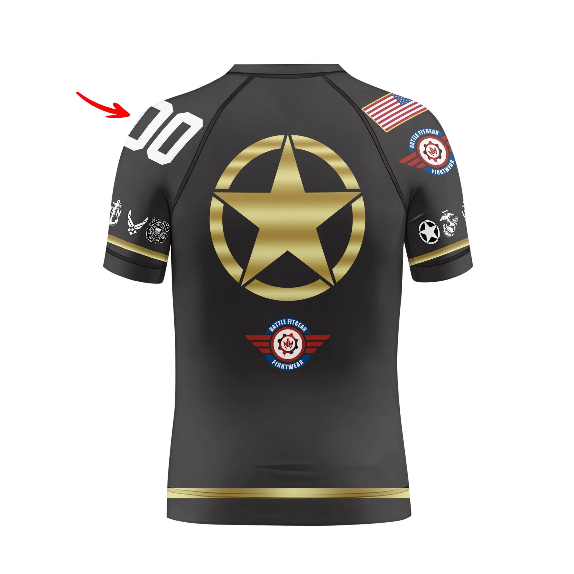 Personalized USA Army Veteran Kids Rash Guard