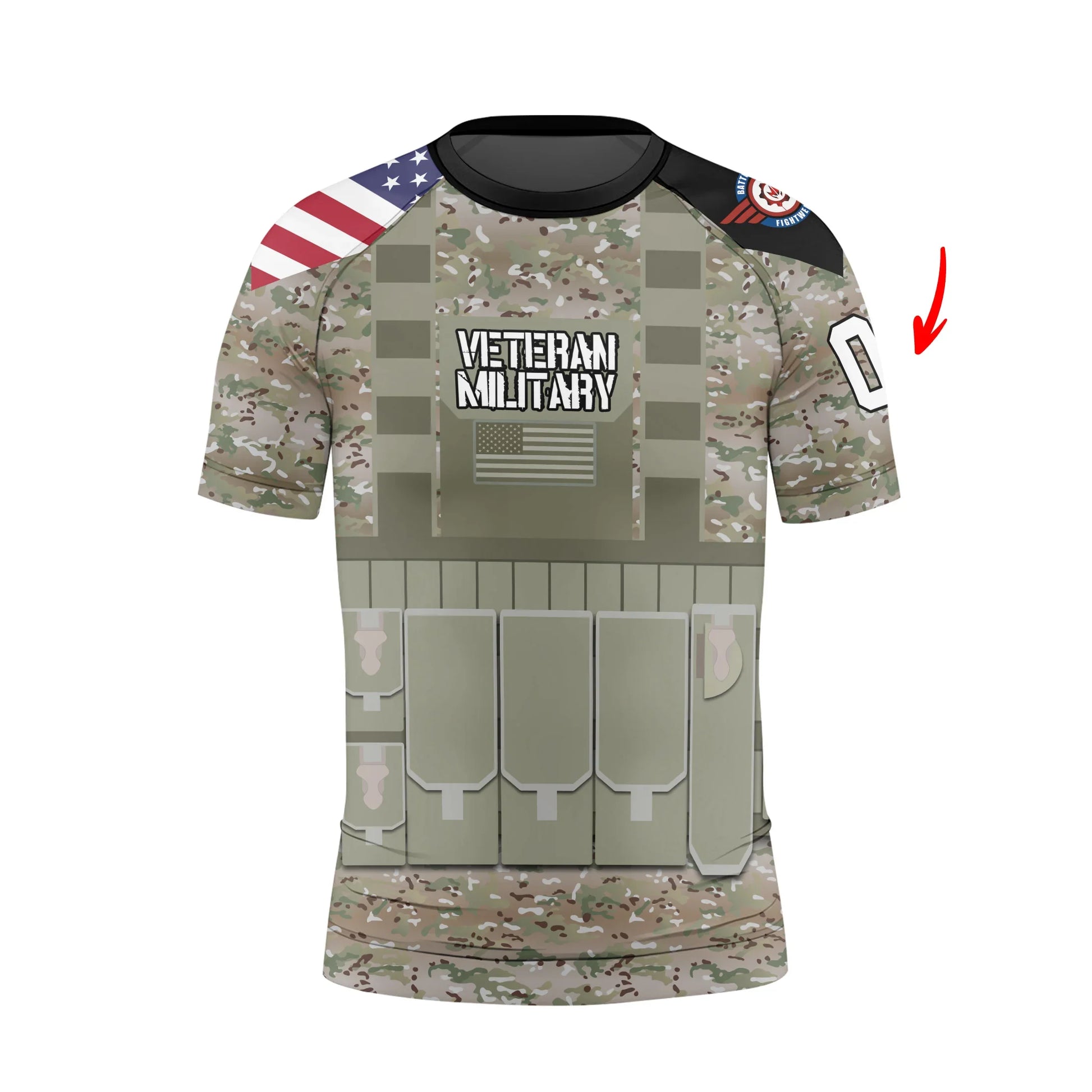 Personalized USA Army Veteran Kids Rash Guard