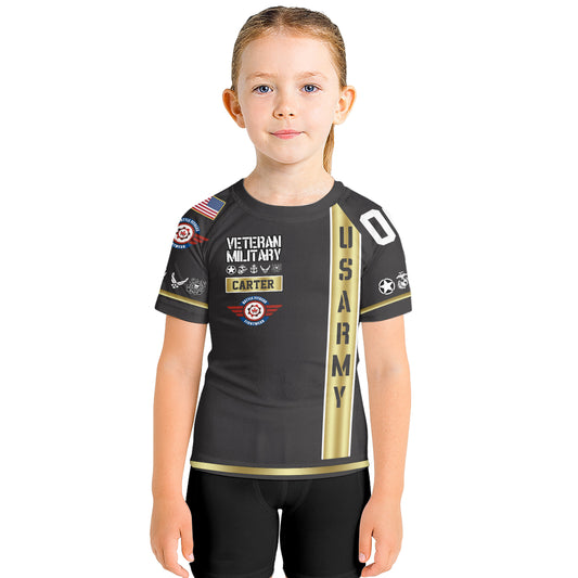 Personalized USA Army Veteran Kids Rash Guard
