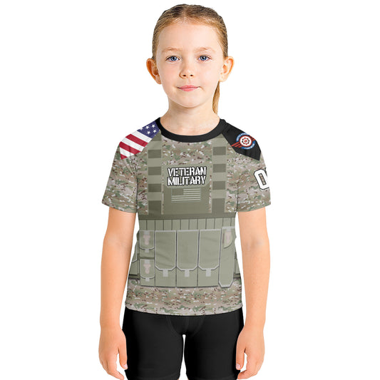 Personalized USA Army Veteran Kids Rash Guard