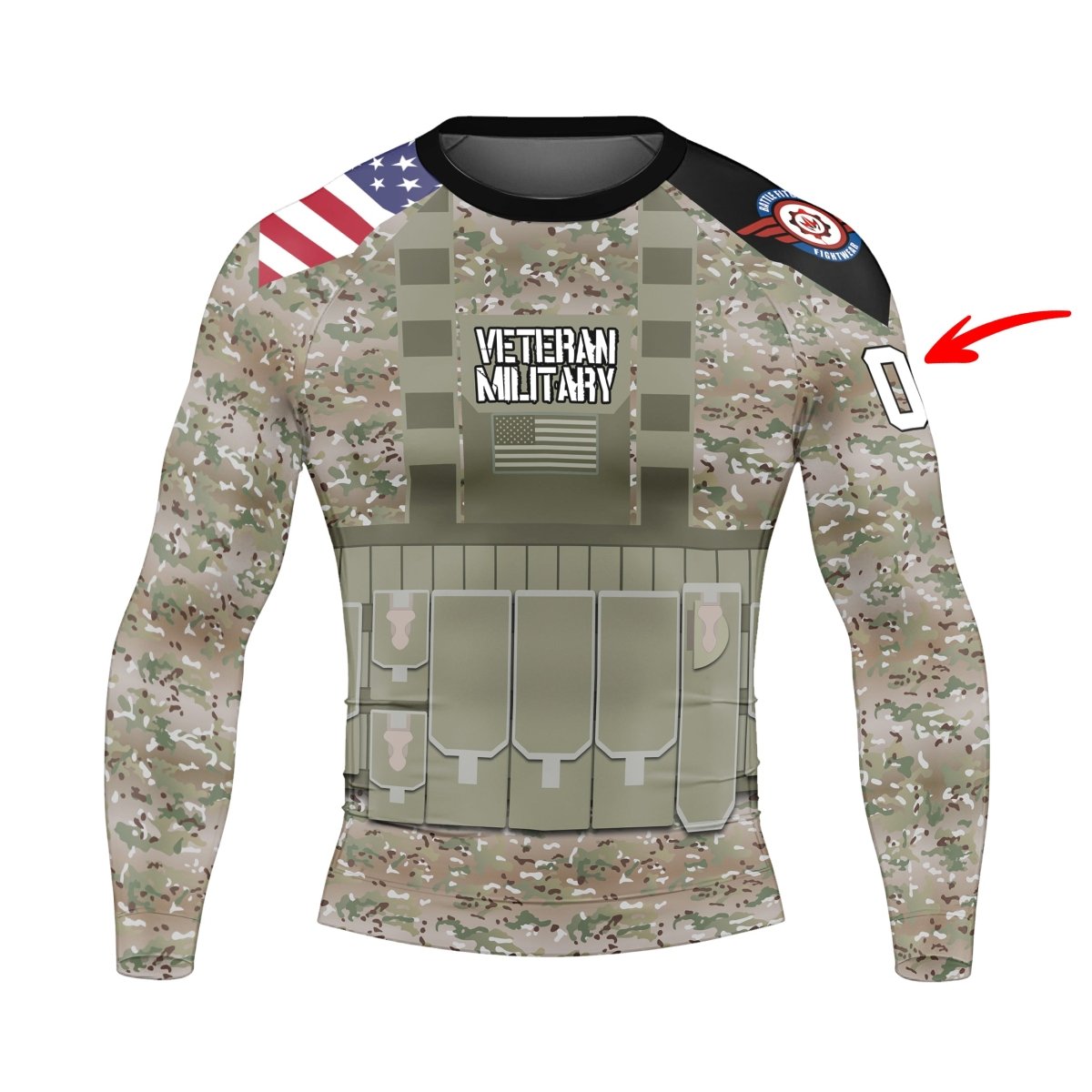 Personalized USA Army Veteran Military Men's Long Sleeve Rash Guard - BattleFitGear