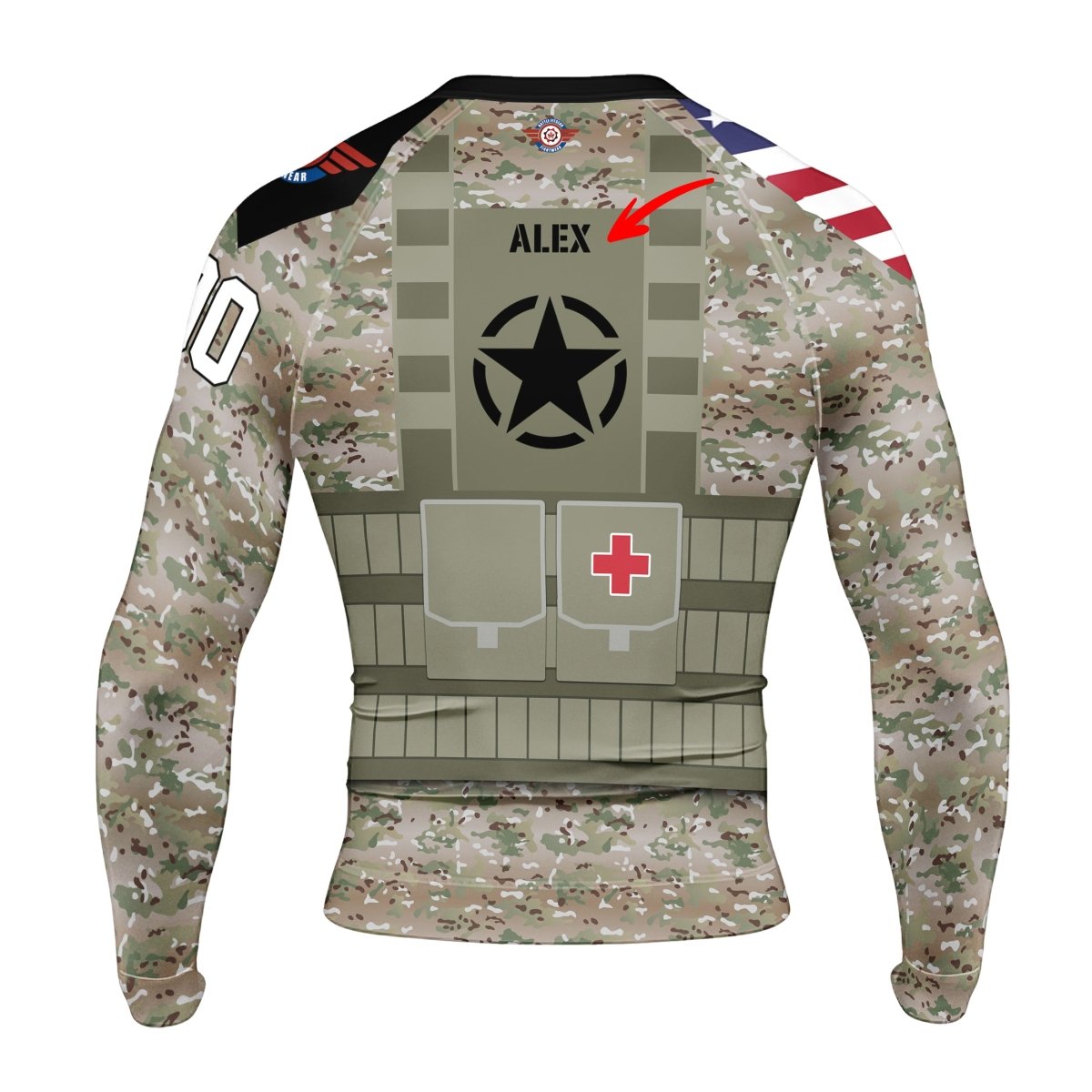 Personalized USA Army Veteran Military Men's Long Sleeve Rash Guard - BattleFitGear