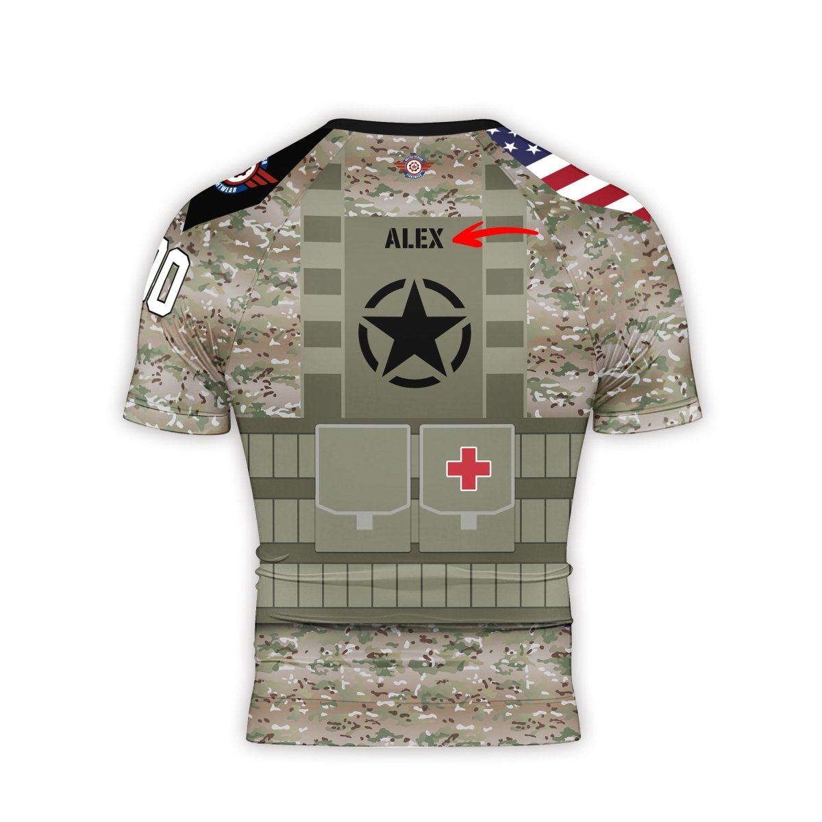 Personalized USA Army Veteran Military Men's Short Sleeve Rash Guard - BattleFitGear