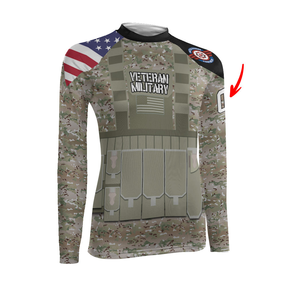 Personalized USA Army Veteran Military Women's Long Sleeve Rash Guard