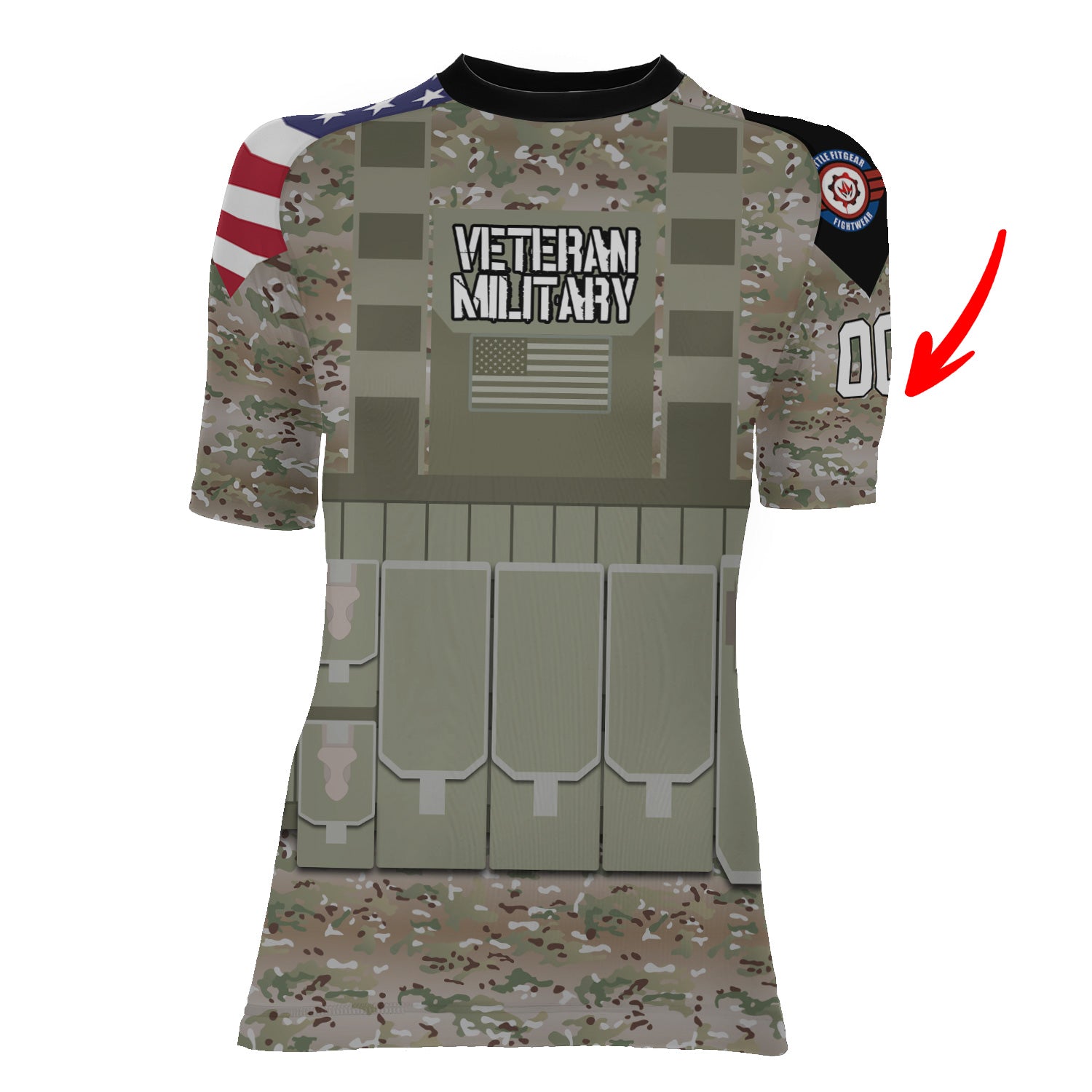 Personalized USA Army Veteran Military Women's Short Sleeve Rash Guard