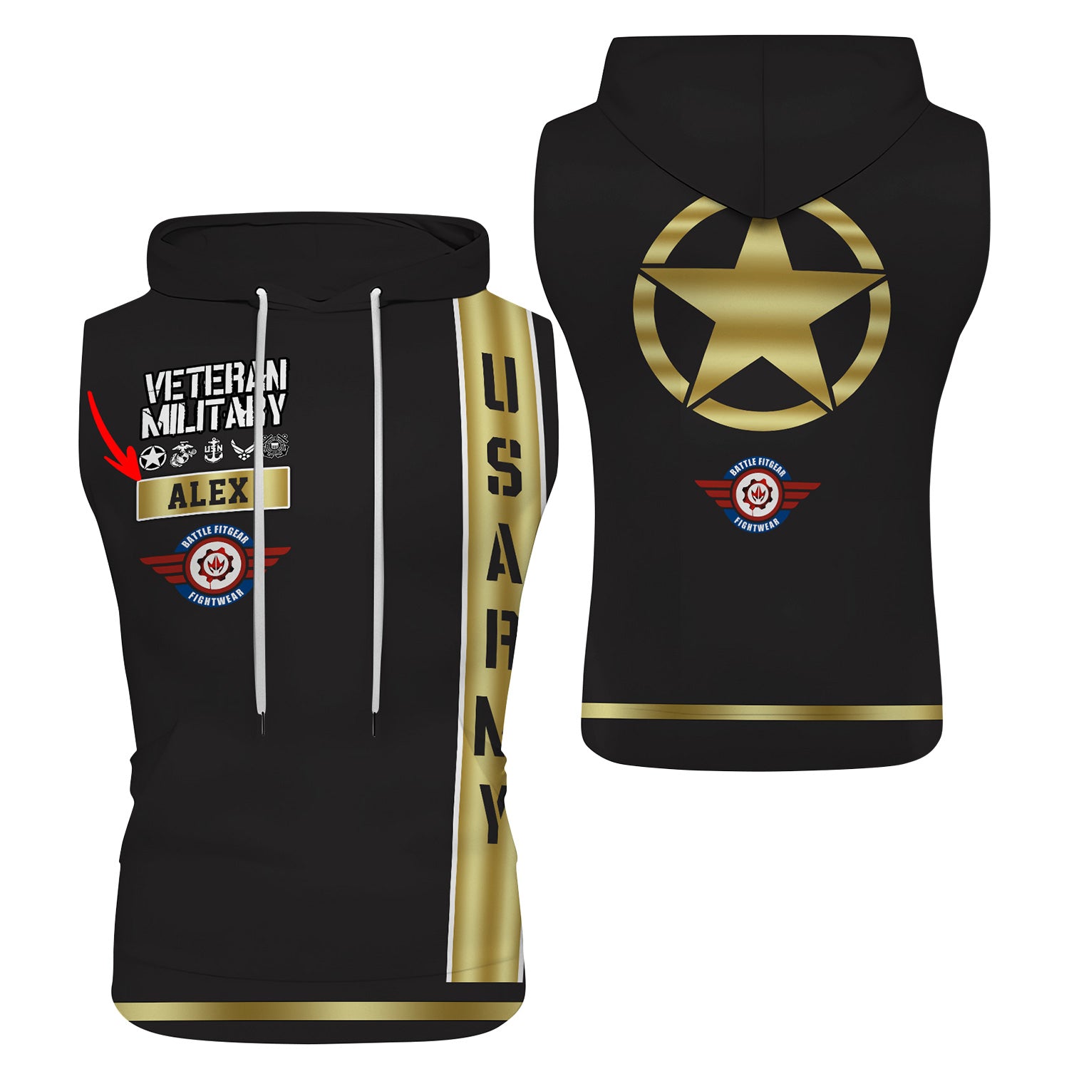 Personalized USA Army Veteran Pullover & Zip Hoodie