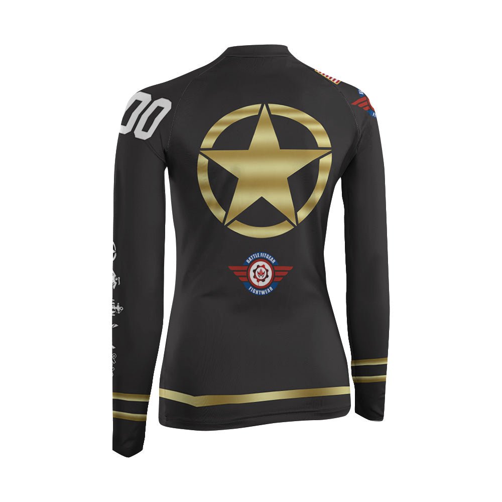 Personalized USA Army Veteran Women's Long Sleeve Rash Guard - BattleFitGear