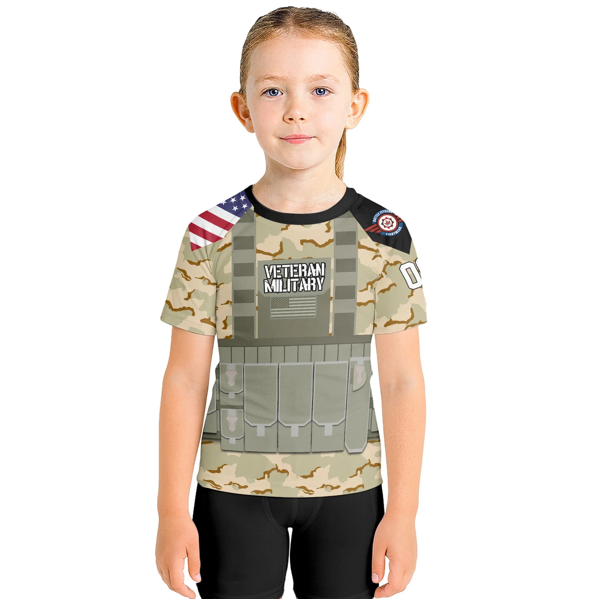 Personalized USA Coast Guard Veteran Kids Rash Guard