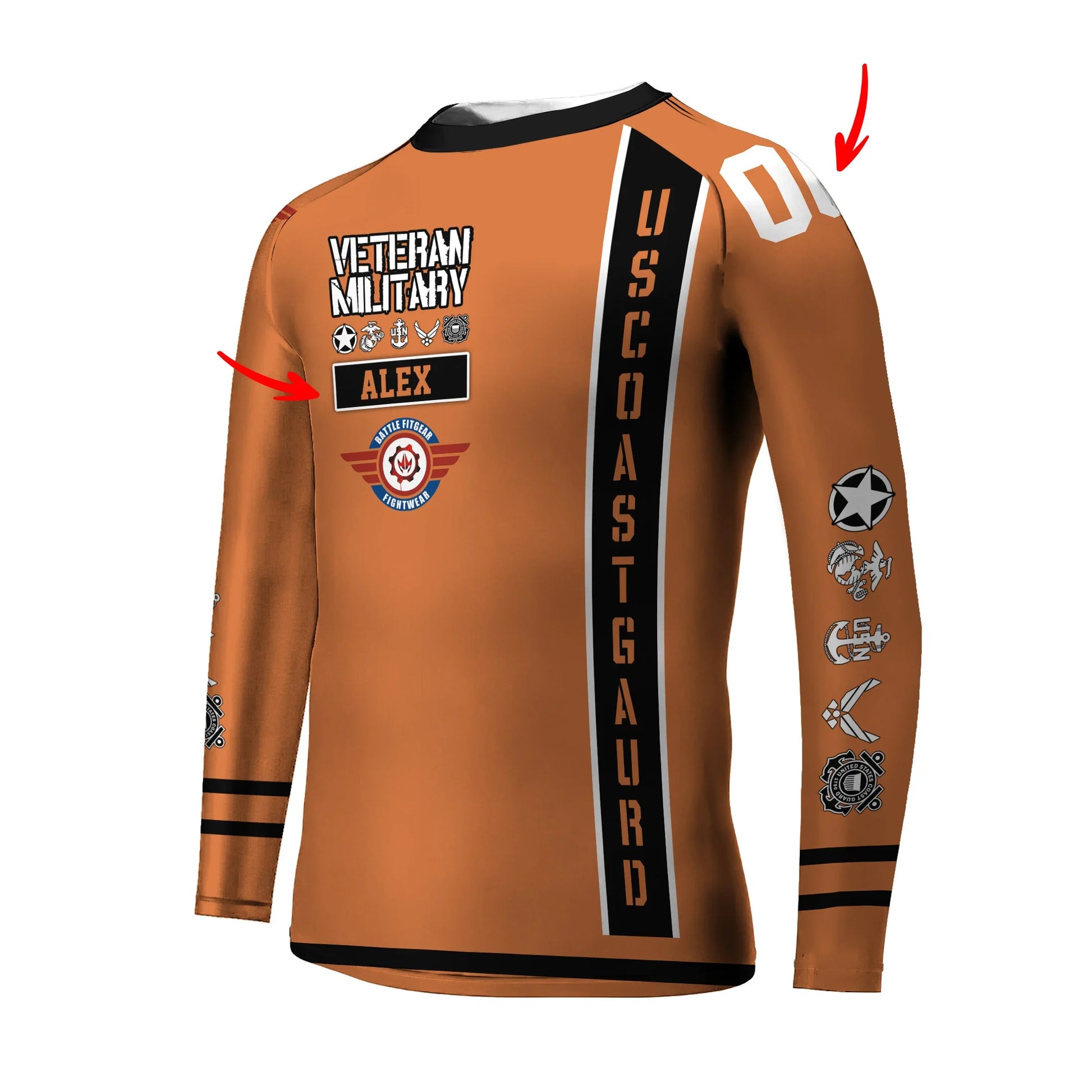 Personalized USA Coast Guard Veteran Kids Rash Guard