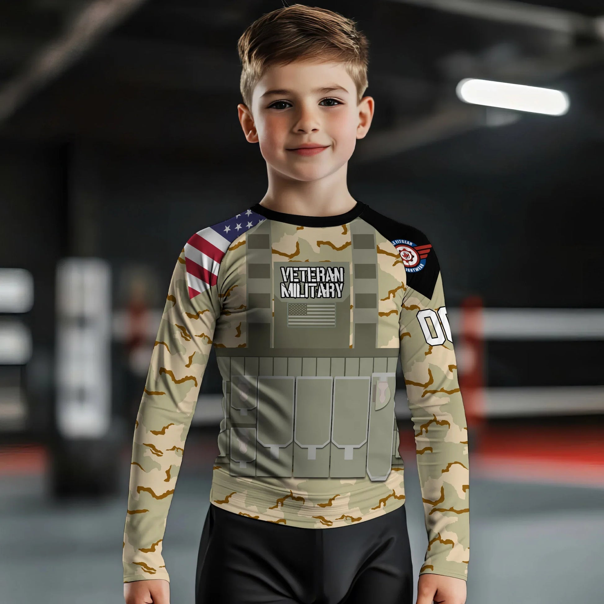 Personalized USA Coast Guard Veteran Kids Rash Guard