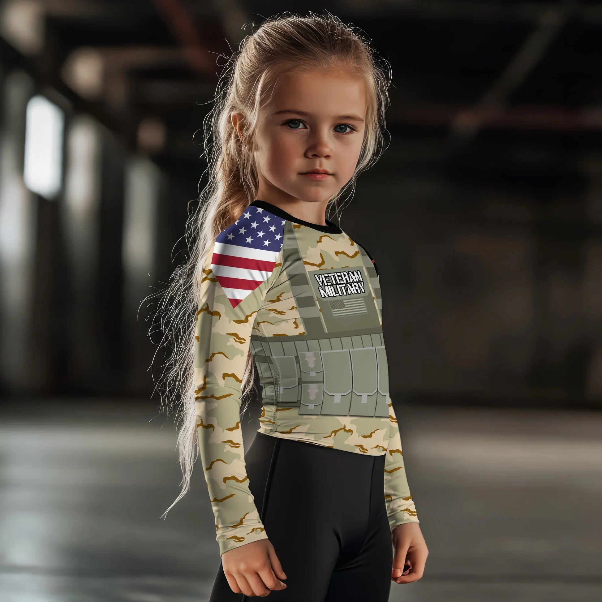 Personalized USA Coast Guard Veteran Kids Rash Guard