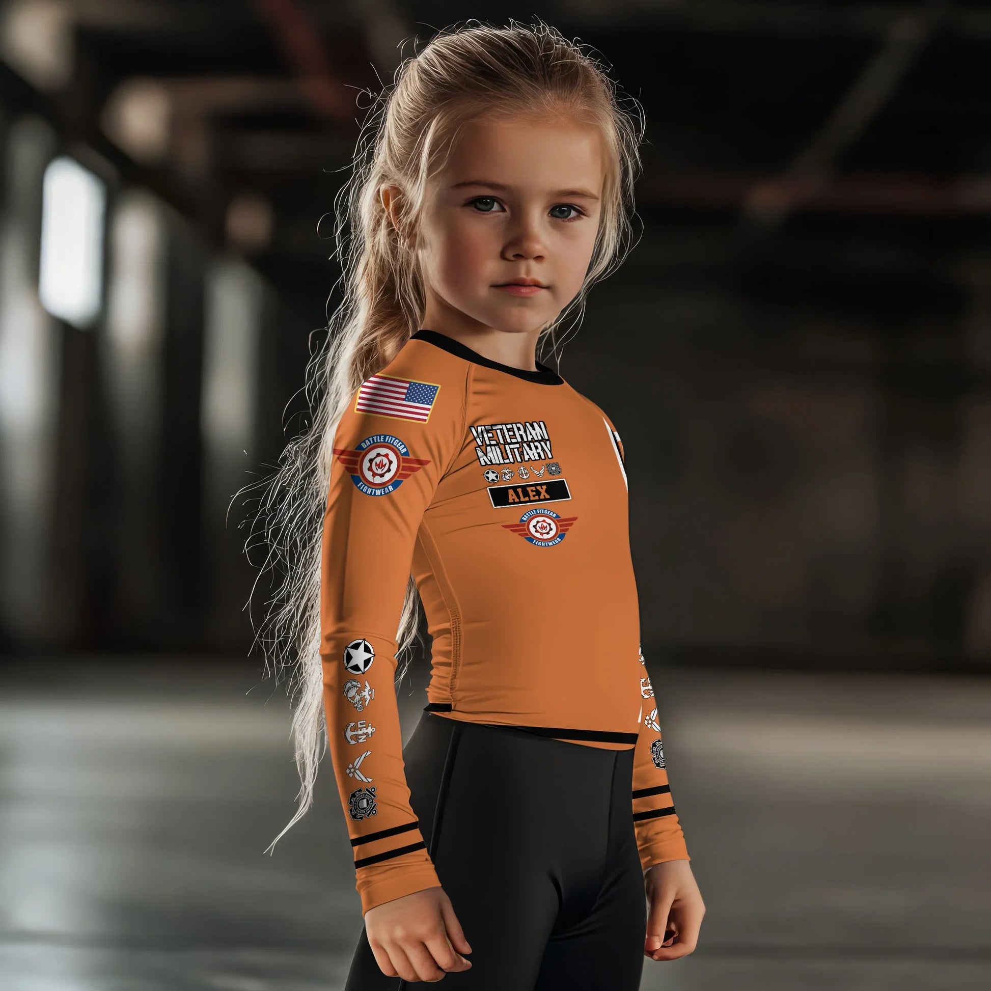 Personalized USA Coast Guard Veteran Kids Rash Guard