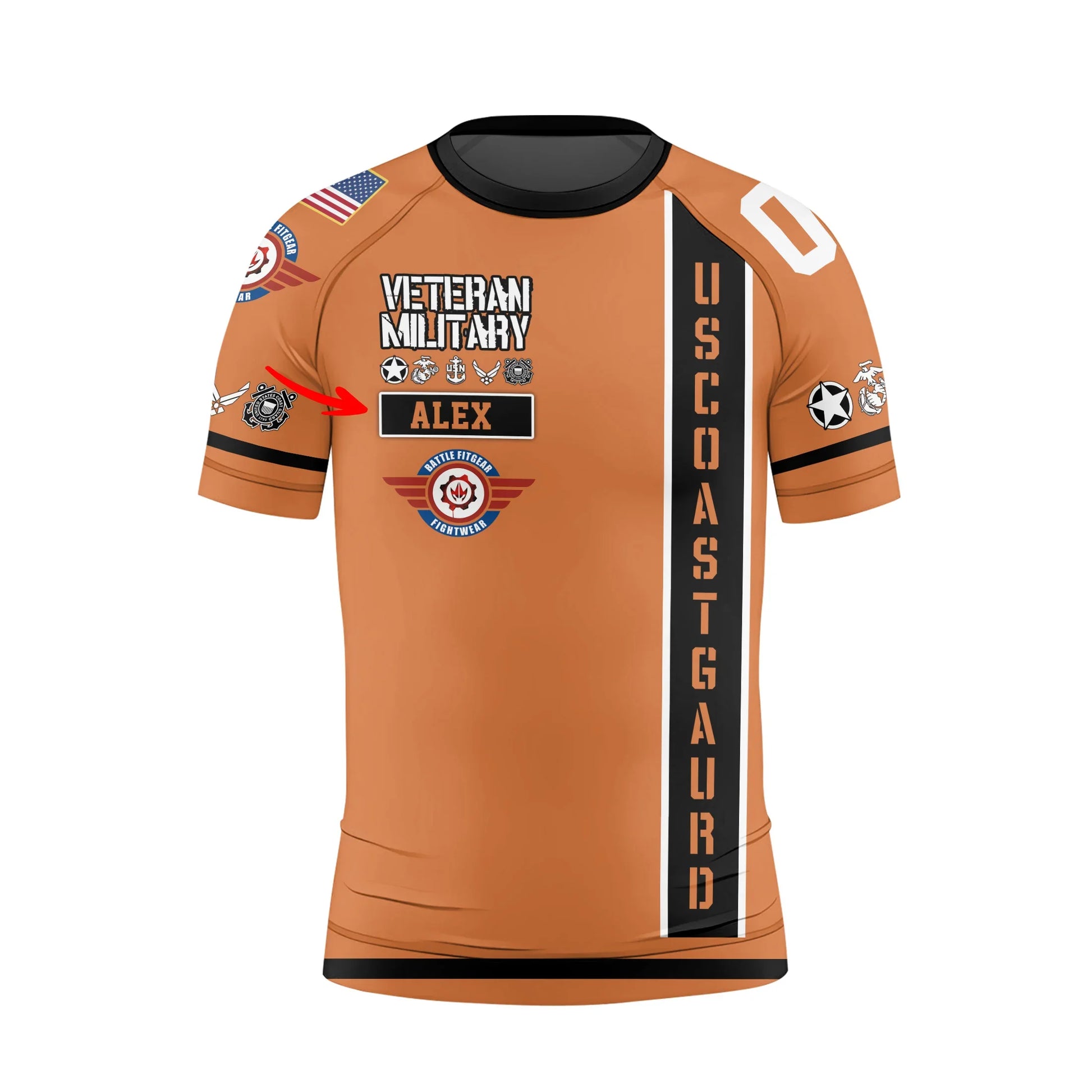 Personalized USA Coast Guard Veteran Kids Rash Guard