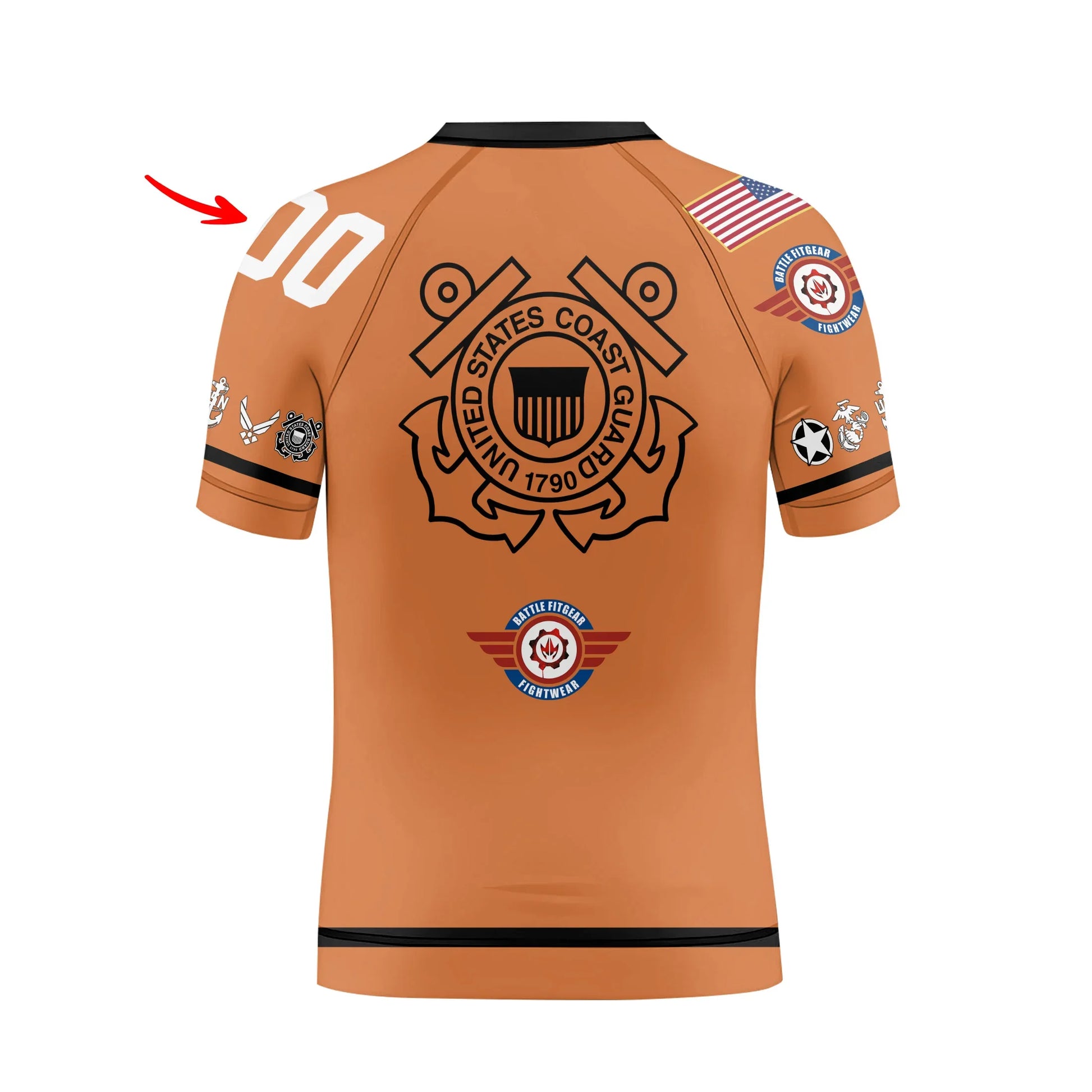 Personalized USA Coast Guard Veteran Kids Rash Guard