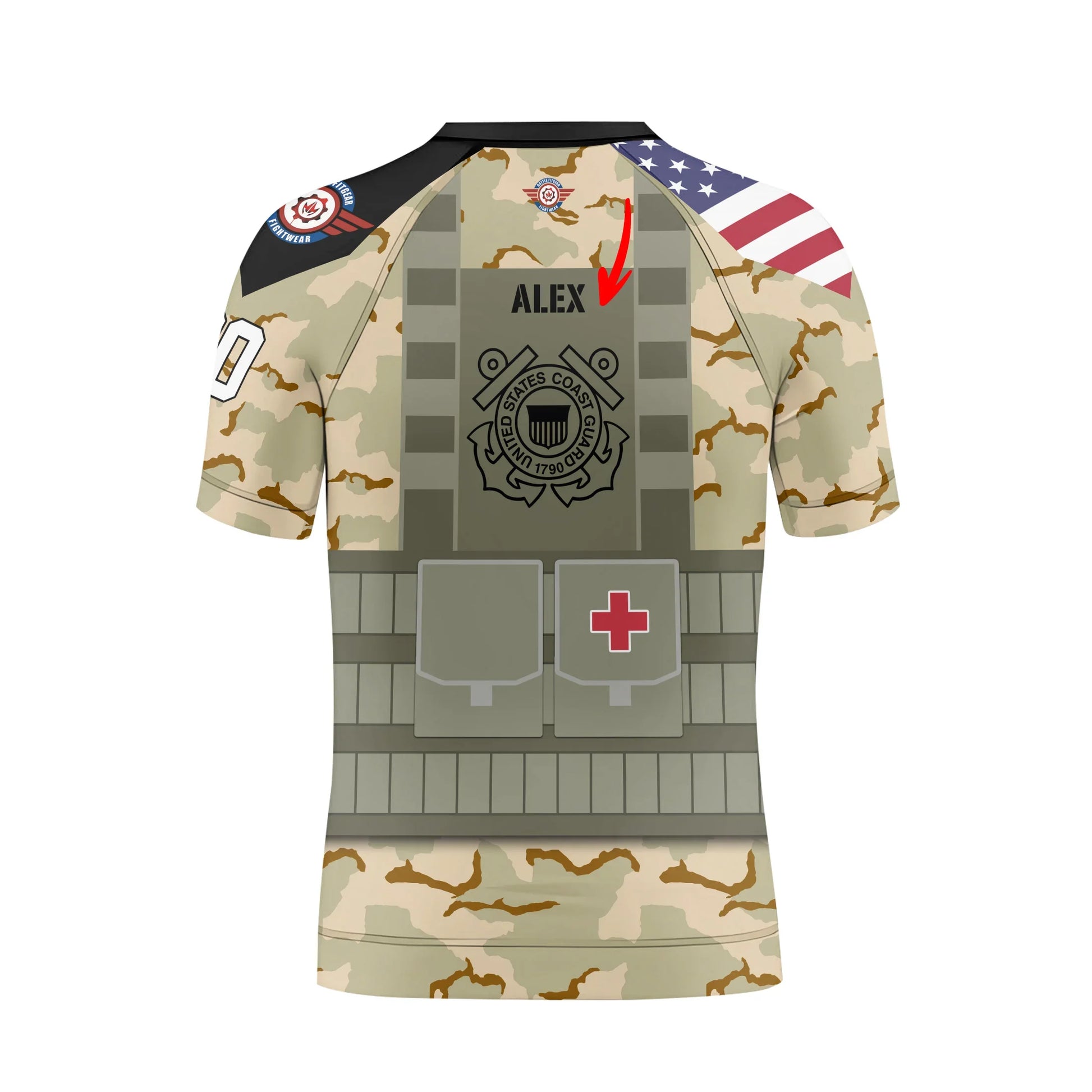 Personalized USA Coast Guard Veteran Kids Rash Guard