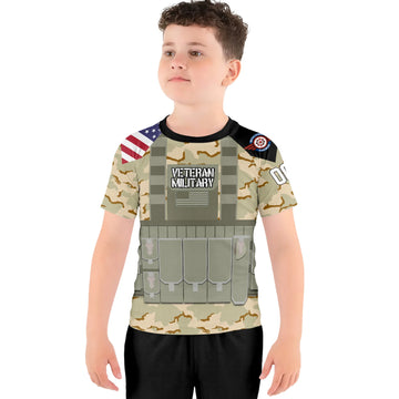 Personalized USA Coast Guard Veteran Kids Rash Guard