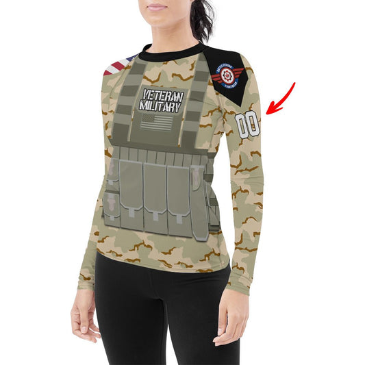 Personalized USA Coast Guard Veteran Women's Long Sleeve Rash Guard - BattleFitGear