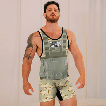 Personalized USA Coast Guard Veteran Wrestling Singlets