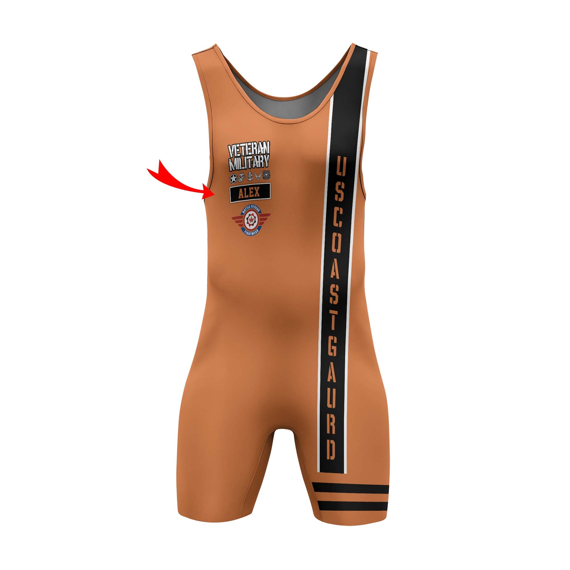 Personalized USA Coast Guard Veteran Wrestling Singlets