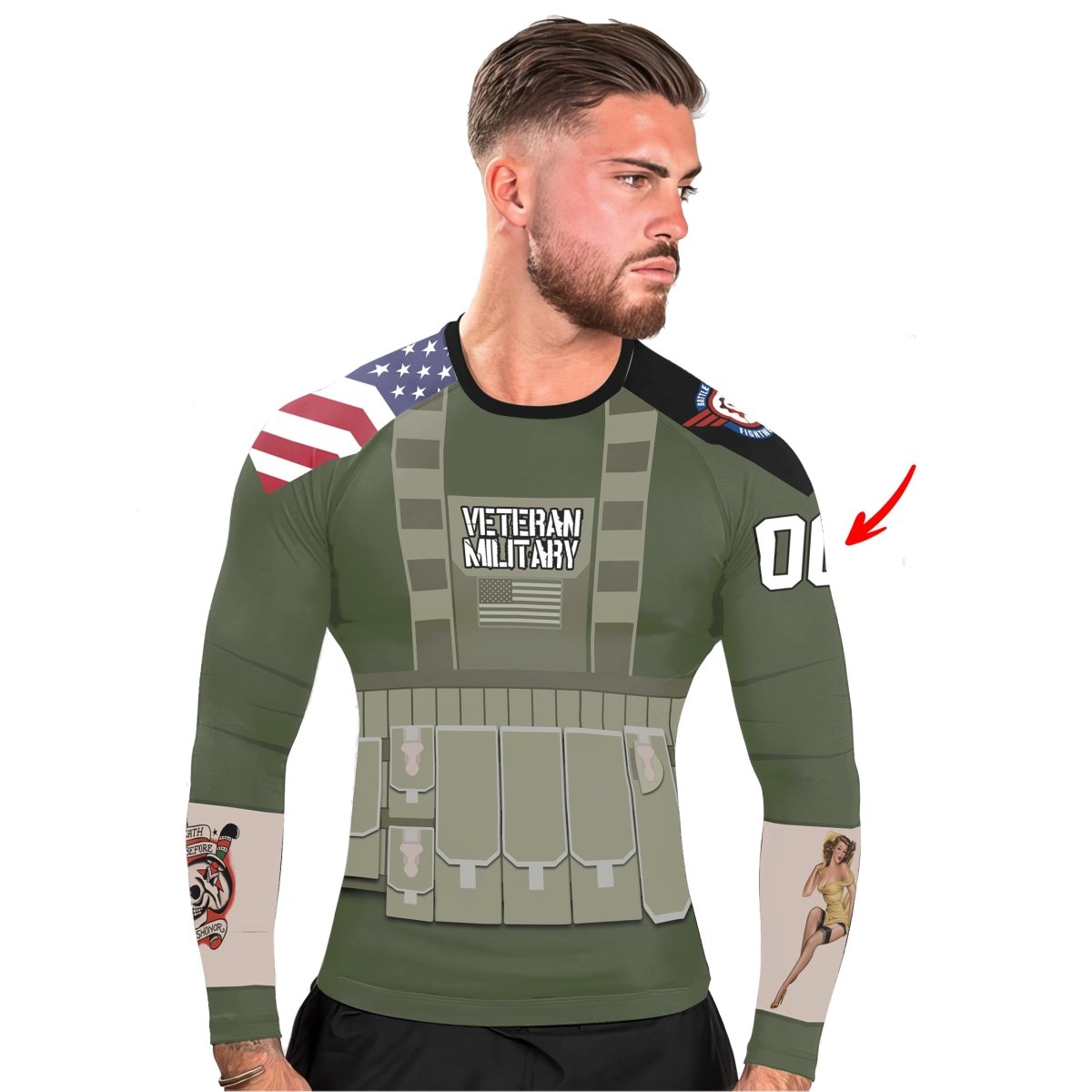 Personalized USA MACVSOG Veteran Men's Long Sleeve Rash Guard - BattleFitGear