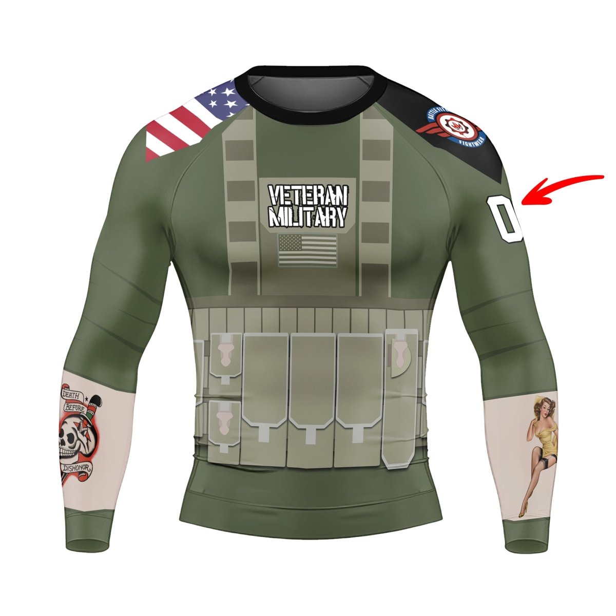 Personalized USA MACVSOG Veteran Men's Long Sleeve Rash Guard - BattleFitGear