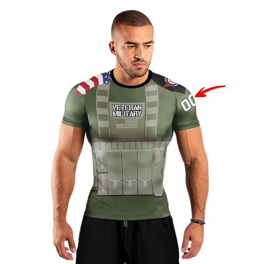 Personalized USA MACVSOG Veteran Men's Short Sleeve Rash Guard - BattleFitGear