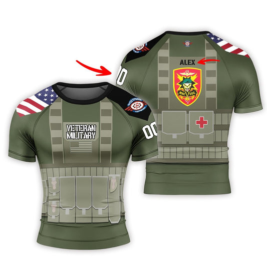 Personalized USA MACVSOG Veteran Men's Short Sleeve Rash Guard - BattleFitGear