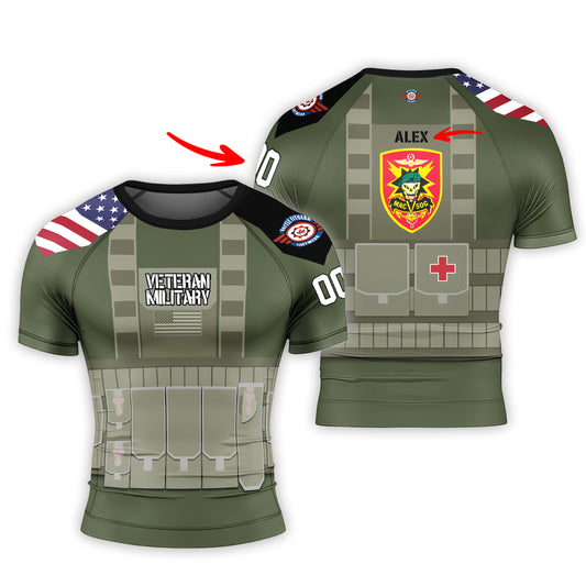 Personalized USA MACVSOG Veteran Men's Short Sleeve Rash Guard