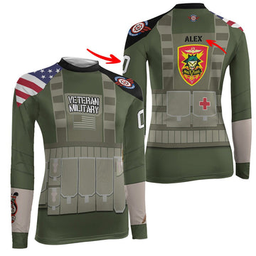 Personalized USA MACVSOG Veteran Women's Long Sleeve Rash Guard - BattleFitGear