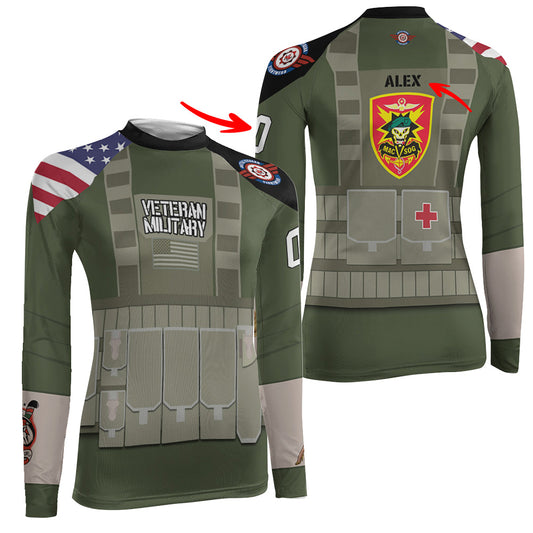 Personalized USA MACVSOG Veteran Women's Long Sleeve Rash Guard