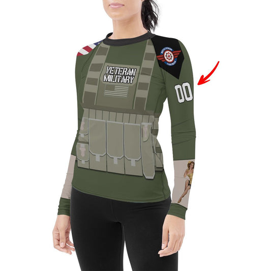 Personalized USA MACVSOG Veteran Women's Long Sleeve Rash Guard - BattleFitGear