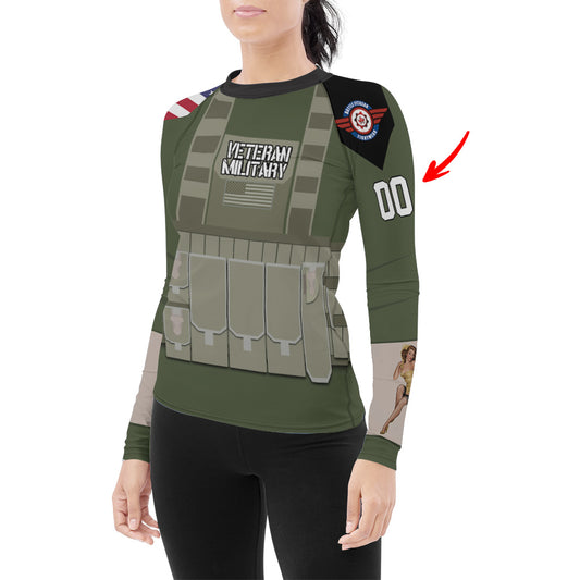 Personalized USA MACVSOG Veteran Women's Long Sleeve Rash Guard