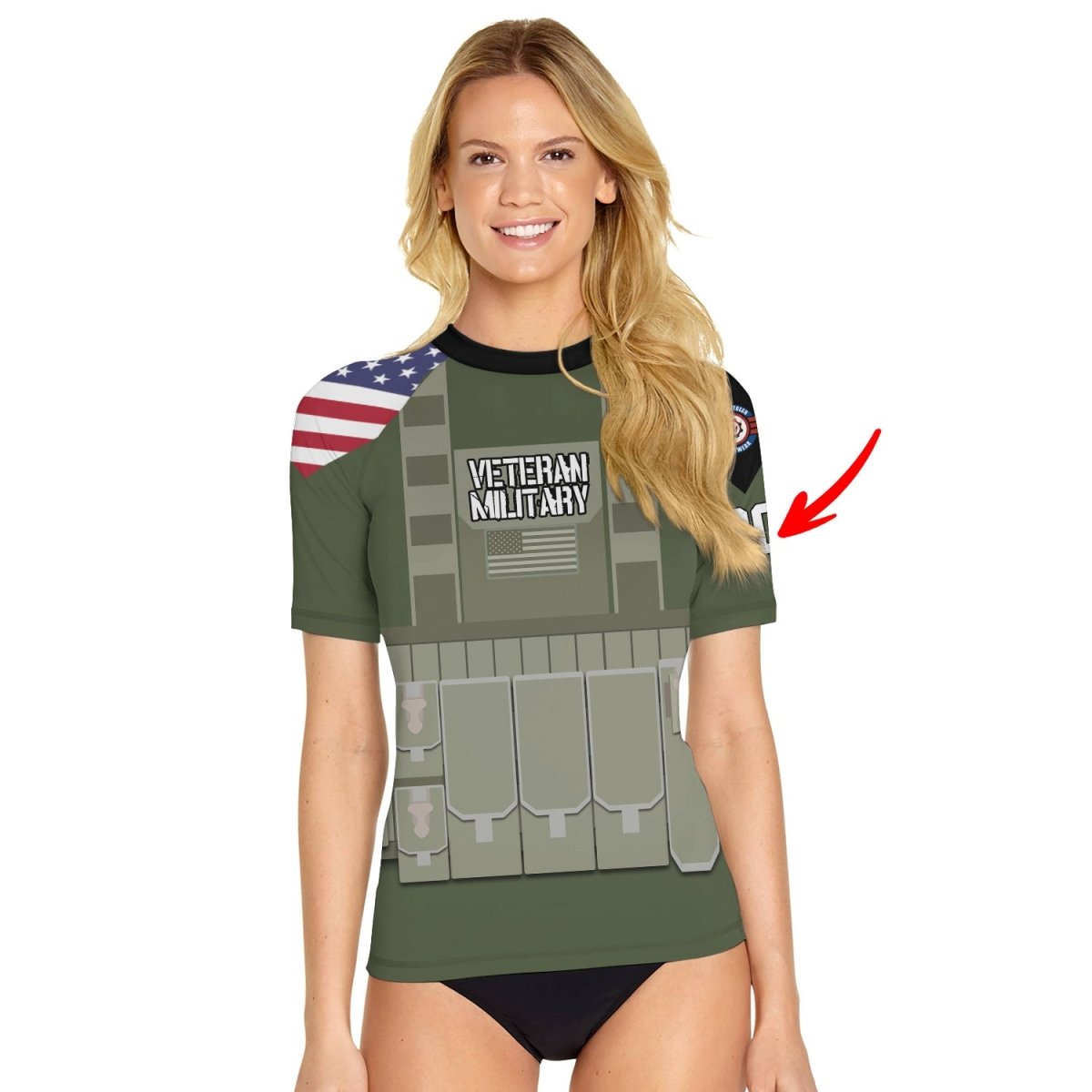 Personalized USA MACVSOG Veteran Women's Short Sleeve Rash Guard - BattleFitGear