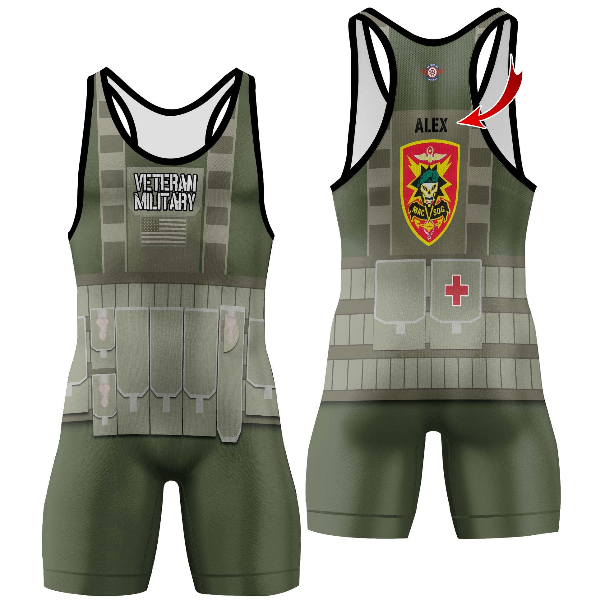Personalized USA MACVSOG Veteran Wrestling Singlets