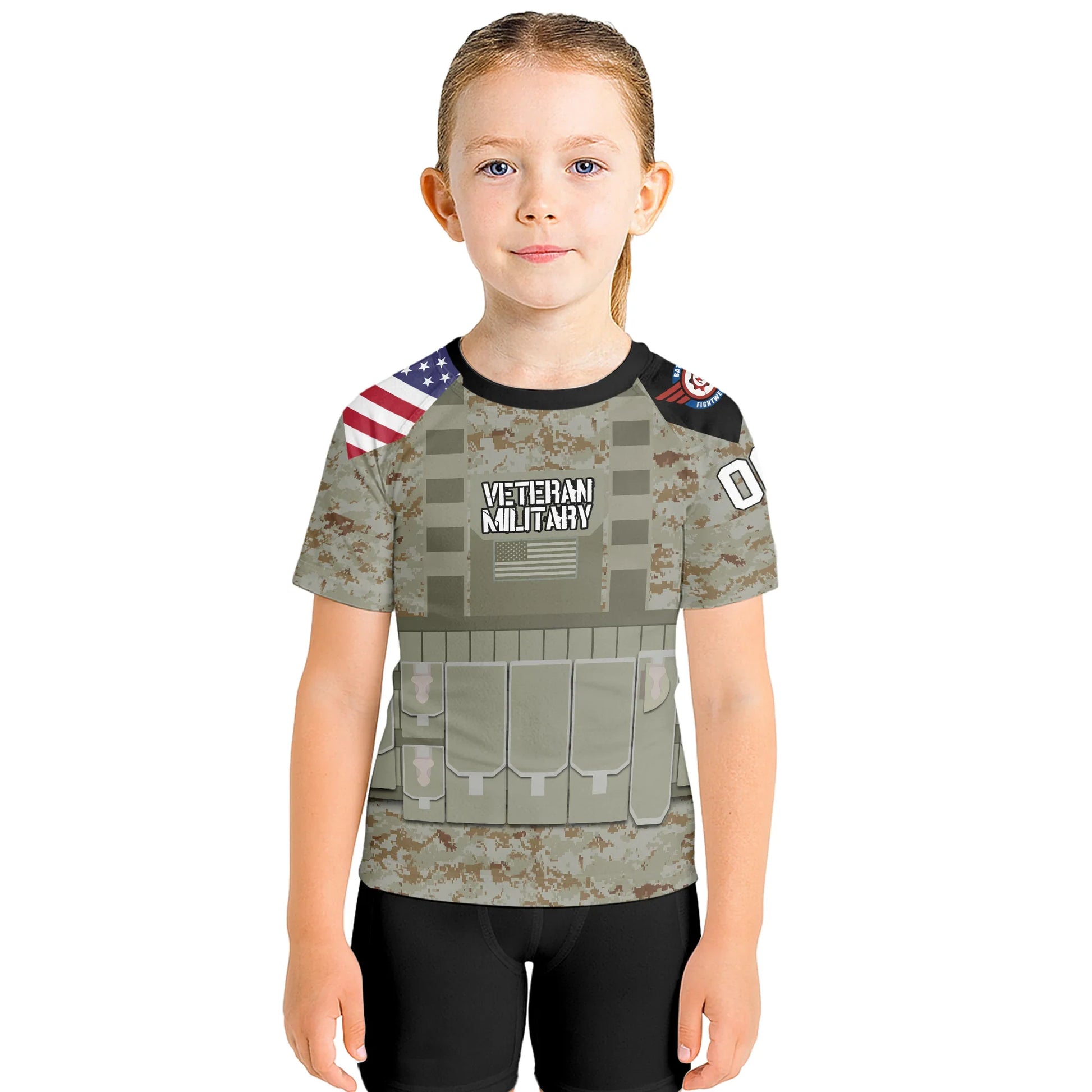Personalized USA Marine Corp Veteran Kids Rash Guard